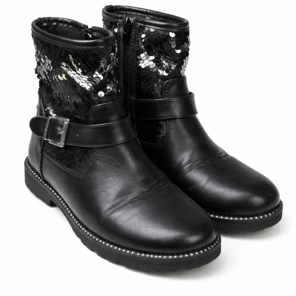 Self Esteem Black Sequin Kids Boots